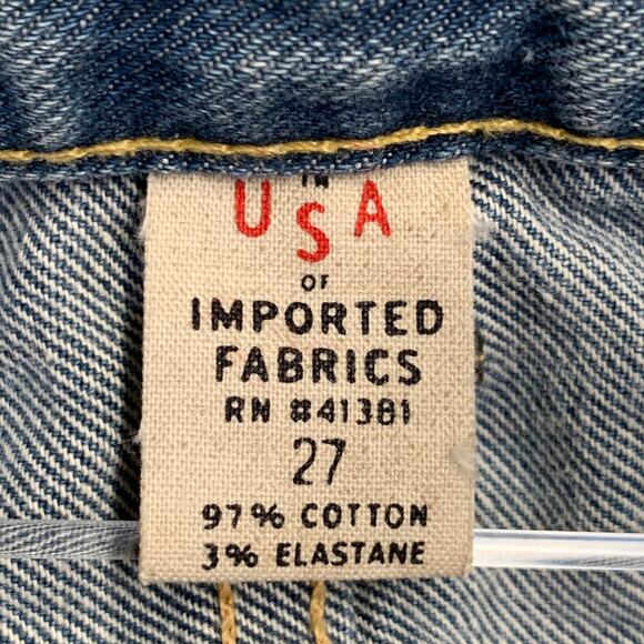 RRL by RALPH LAUREN Size 27 Blue Distressed Cotton Blend Skinny Selvedge Jeans - Picture 7 of 11